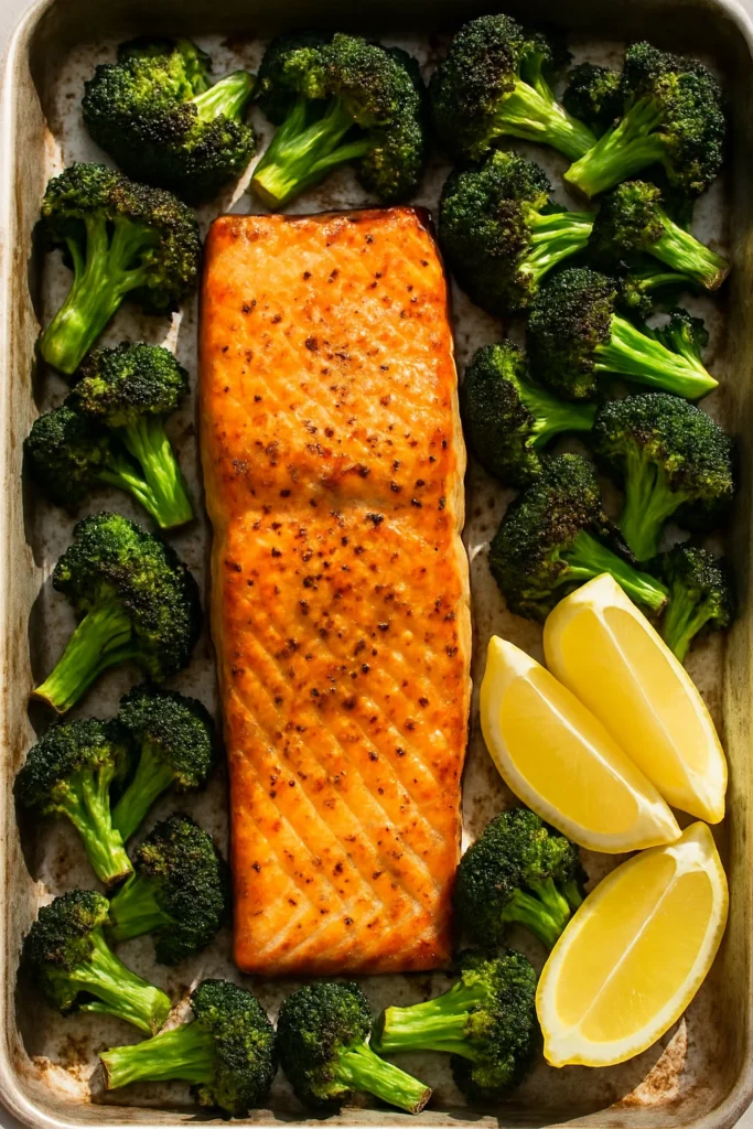 Sheet Pan Roasted Salmon and Broccoli