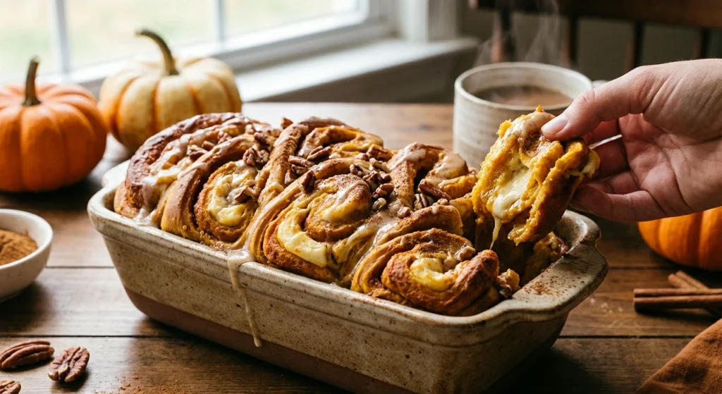Pumpkin Spice Pull-Apart Bread with Cream Cheese Filling